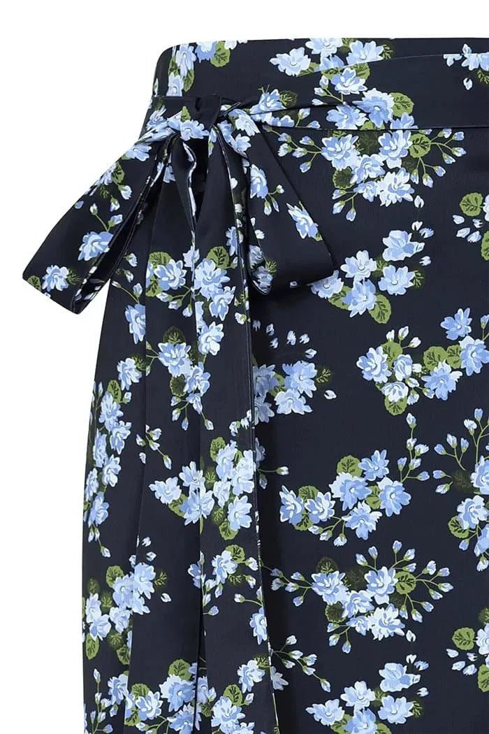 Wrap Skirt - Blue Floral Lady Vintage Wrap Skirt