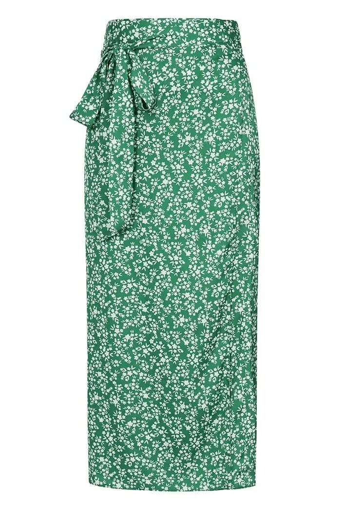 Wrap Skirt - Green Ditsy Lady Vintage Wrap Skirt