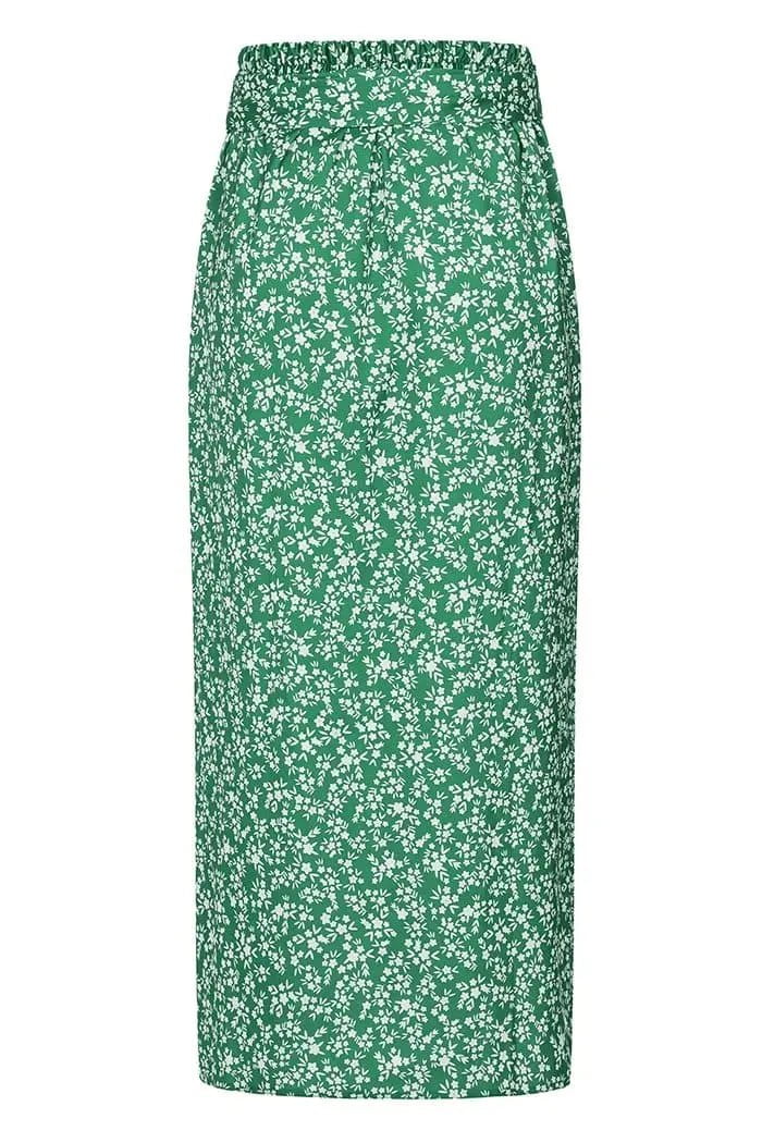 Wrap Skirt - Green Ditsy Lady Vintage Wrap Skirt