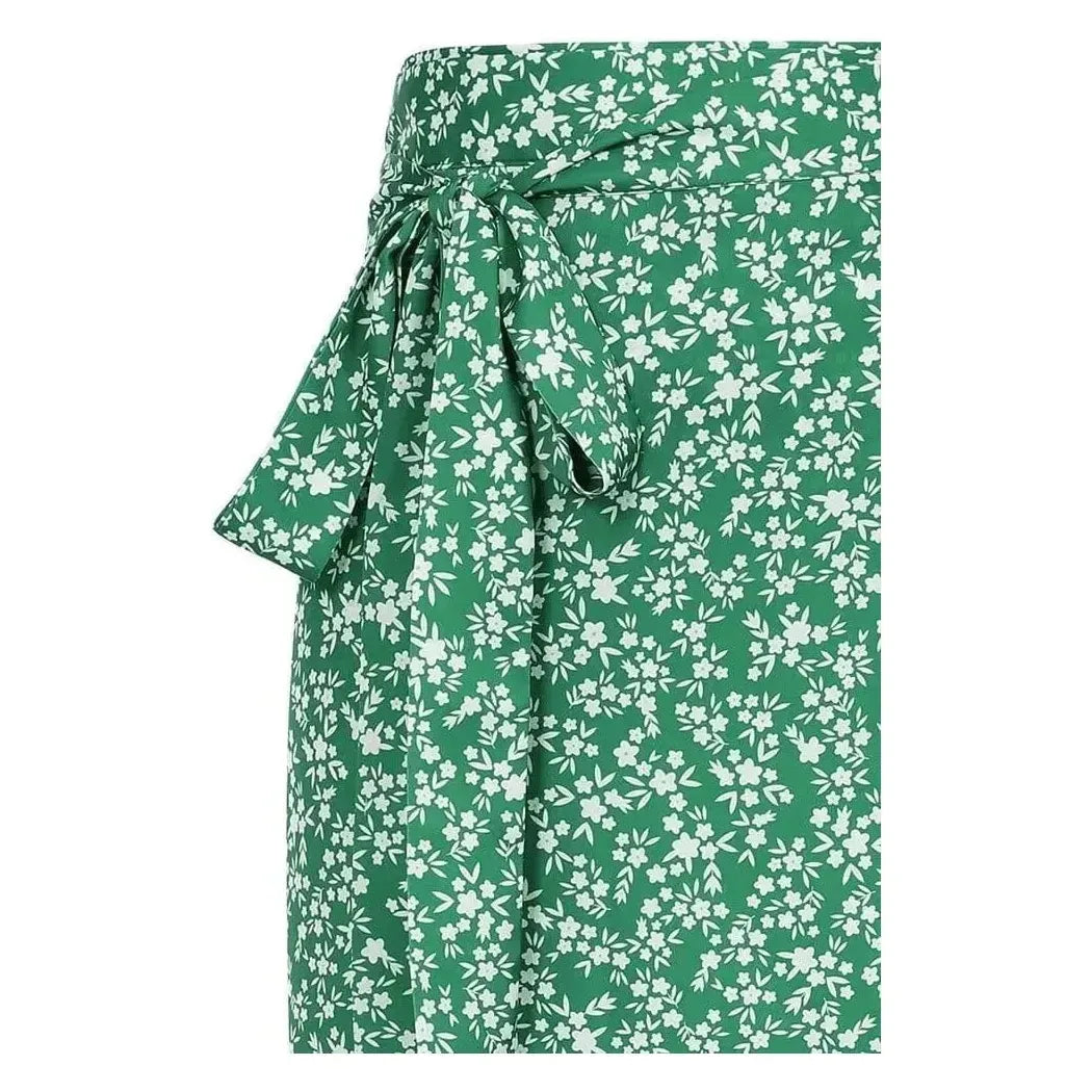 Wrap Skirt - Green Ditsy Lady Vintage Wrap Skirt