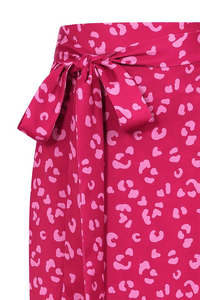 Thumbnail for Wrap Skirt - Raspberry Leopard Print Lady Vintage Wrap Skirt