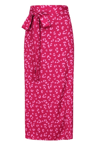 Thumbnail for Wrap Skirt - Raspberry Leopard Print Lady Vintage Wrap Skirt
