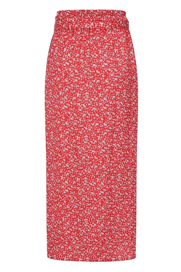 Wrap Skirt - Red Ditsy Lady Vintage Wrap Skirt