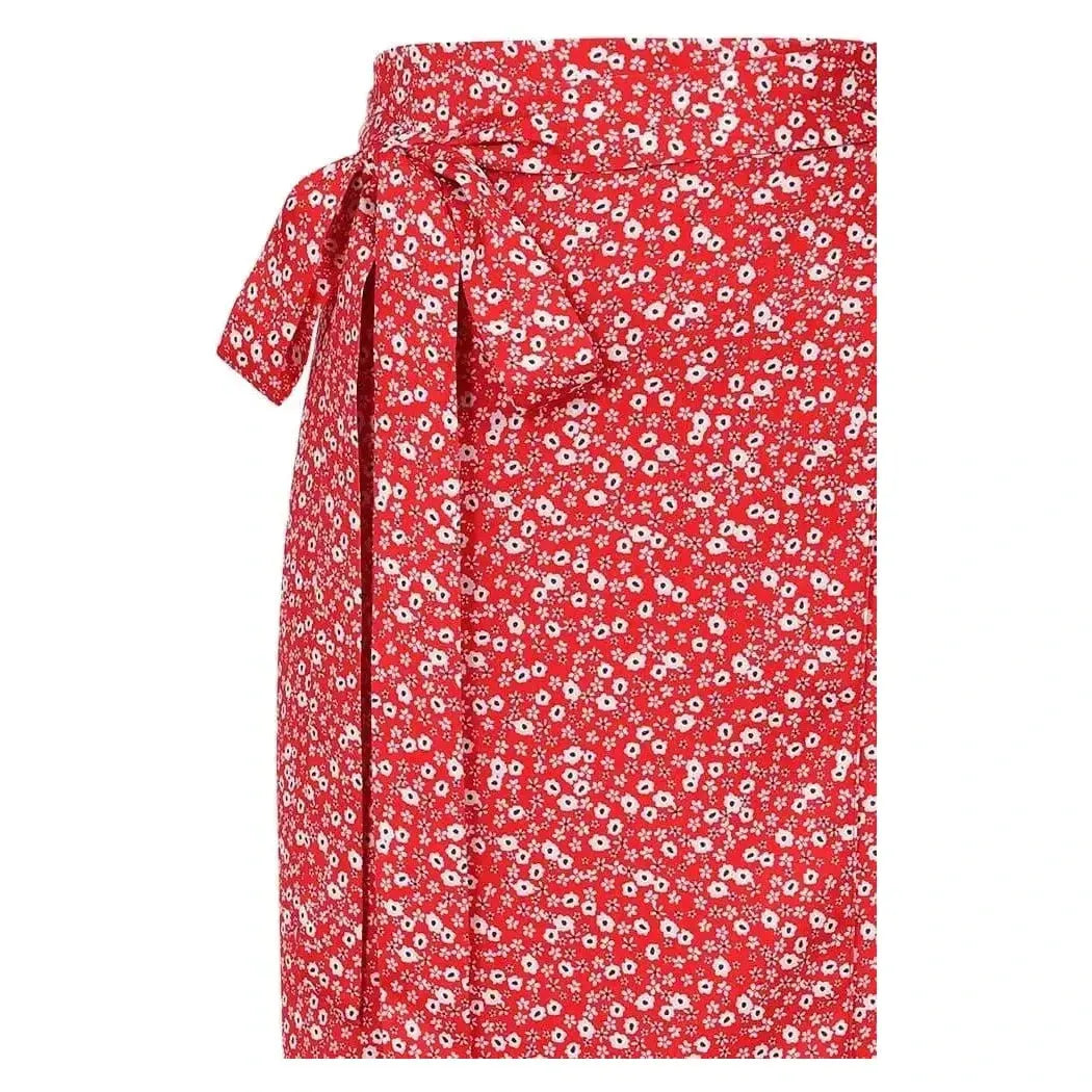 Wrap Skirt - Red Ditsy Lady Vintage Wrap Skirt