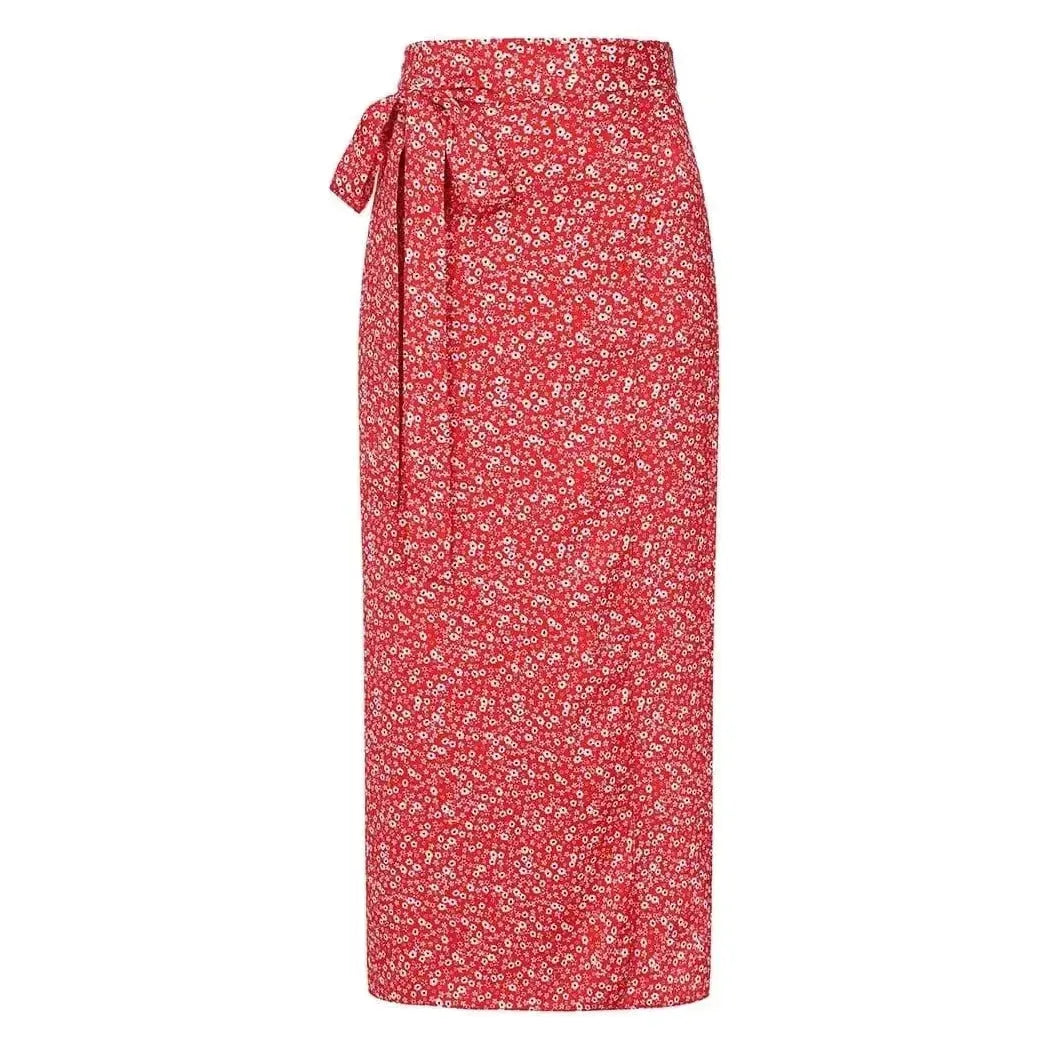 Wrap Skirt - Red Ditsy Lady Vintage Wrap Skirt