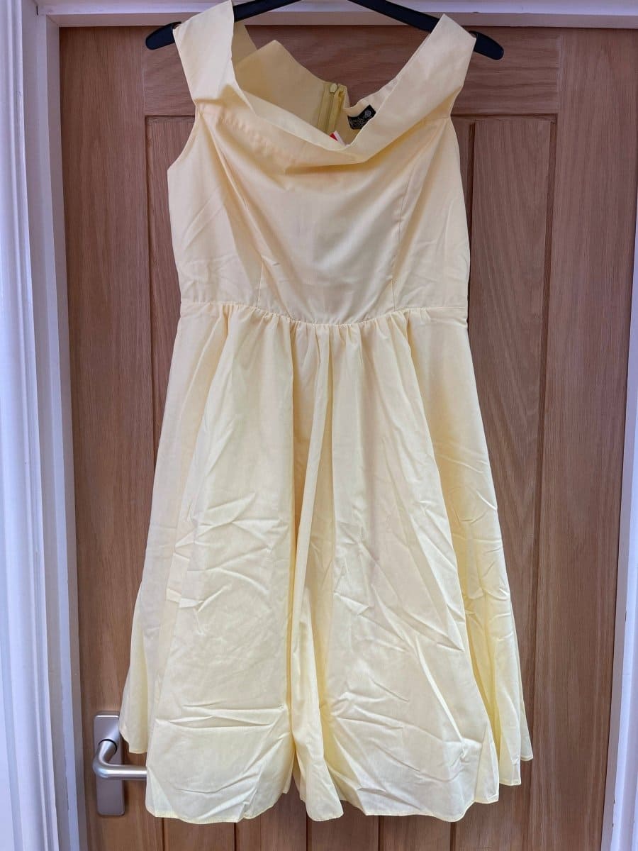 Bardot Dress - Pale Yellow (10) - Lady V London