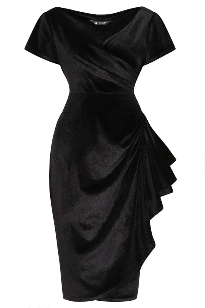 Elsie Dress - Black Velvet - Lady V London