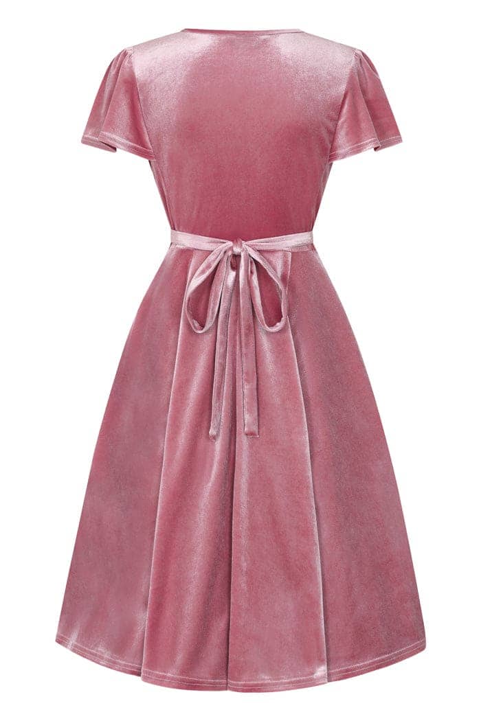 Lyra Mini Dress - Blush Velvet - Lady V London