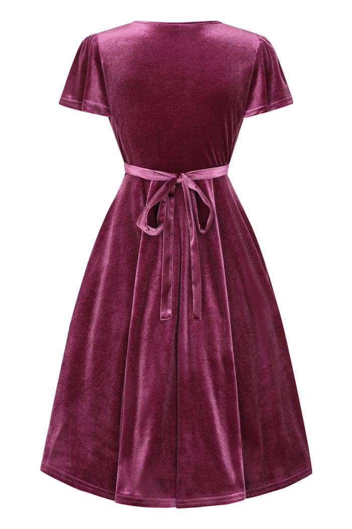 Lyra Mini Dress - Mauve Velvet - Lady V London