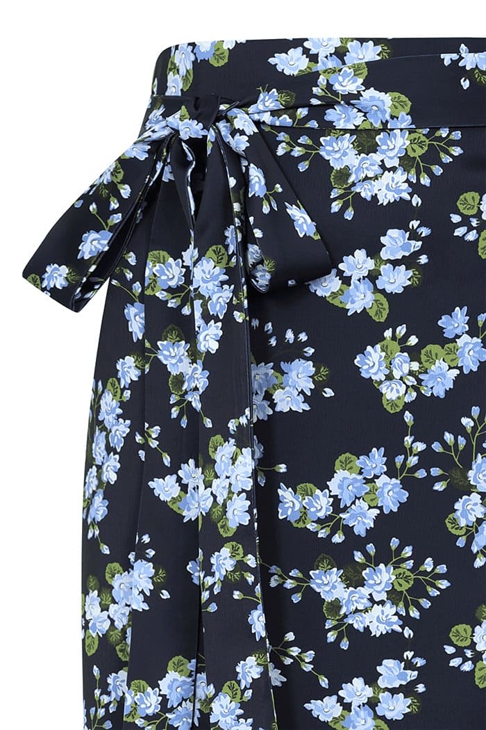 Wrap Skirt - Blue Floral - Lady V London