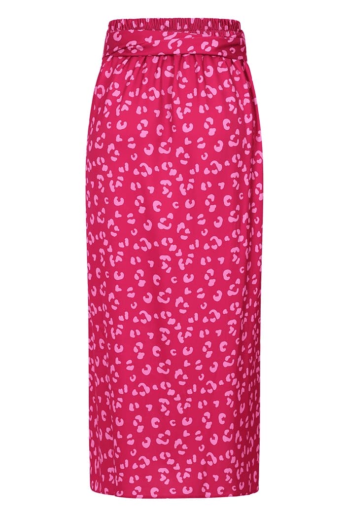 Wrap Skirt - Raspberry Leopard Print - Lady V London