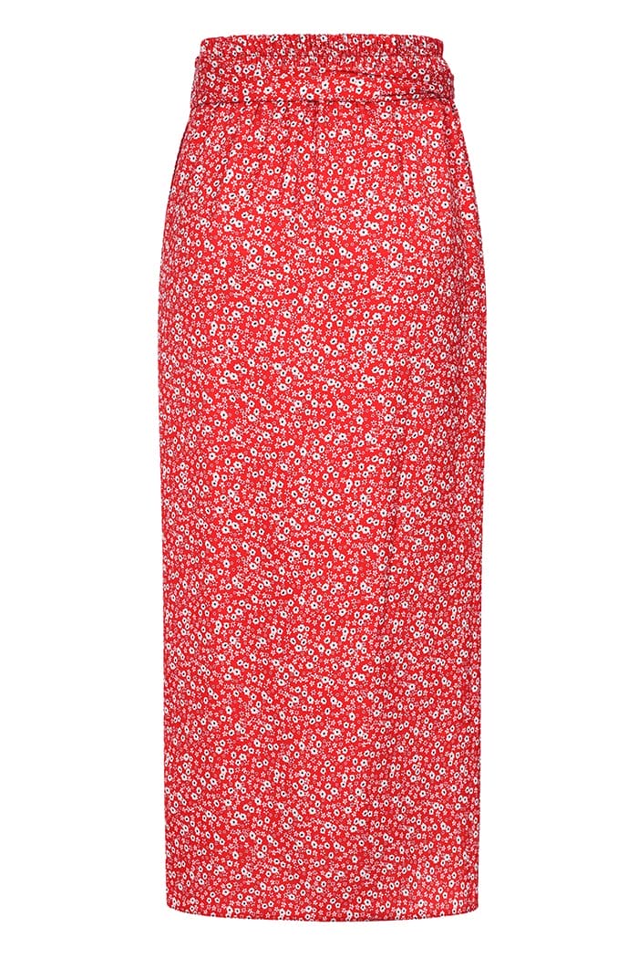 Wrap Skirt - Red Ditsy - Lady V London